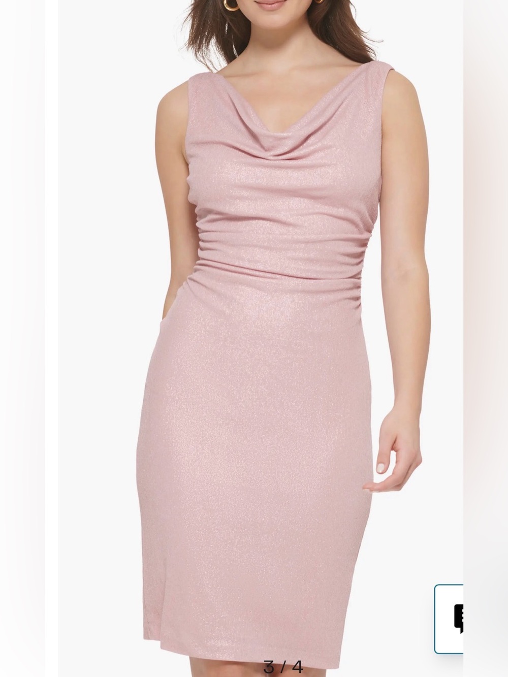 Kensie Rose Pink Shimmer Cowl-Neck Midi Dress